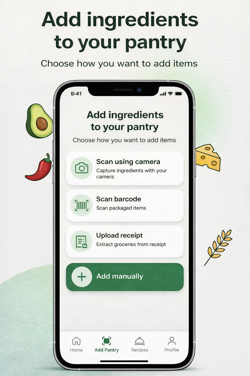 Recipe suggestions screen